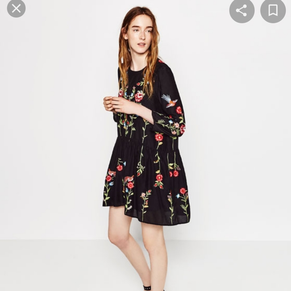 Zara embroidered bohemian dress